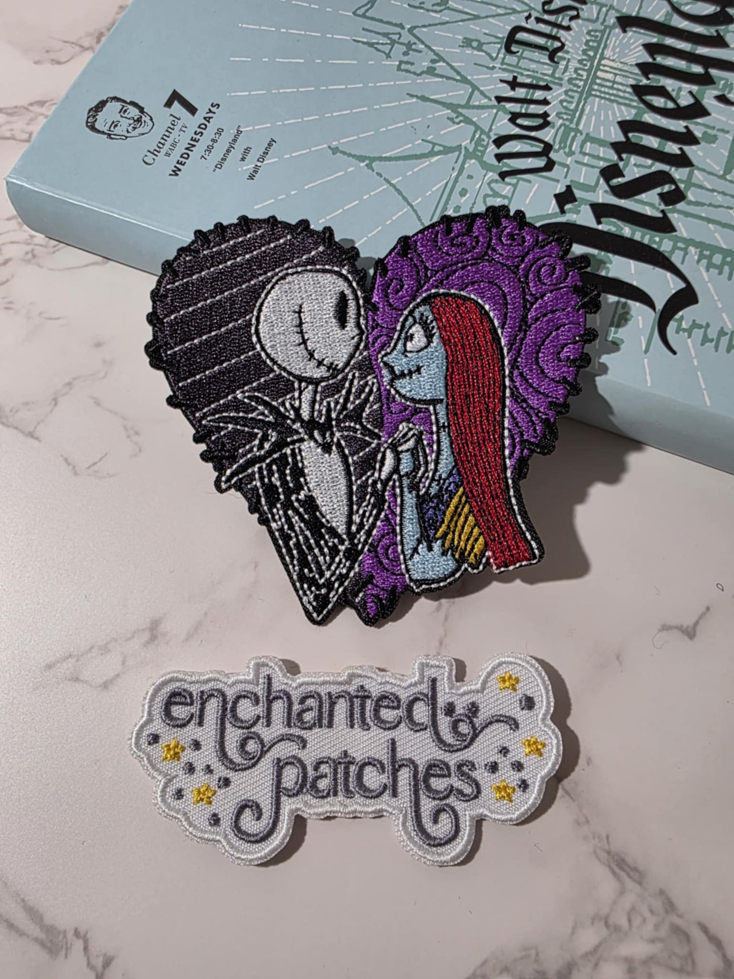 3.5" NBC Jack Sally Couple in Heart Valentine Embroidered Iron On Patch