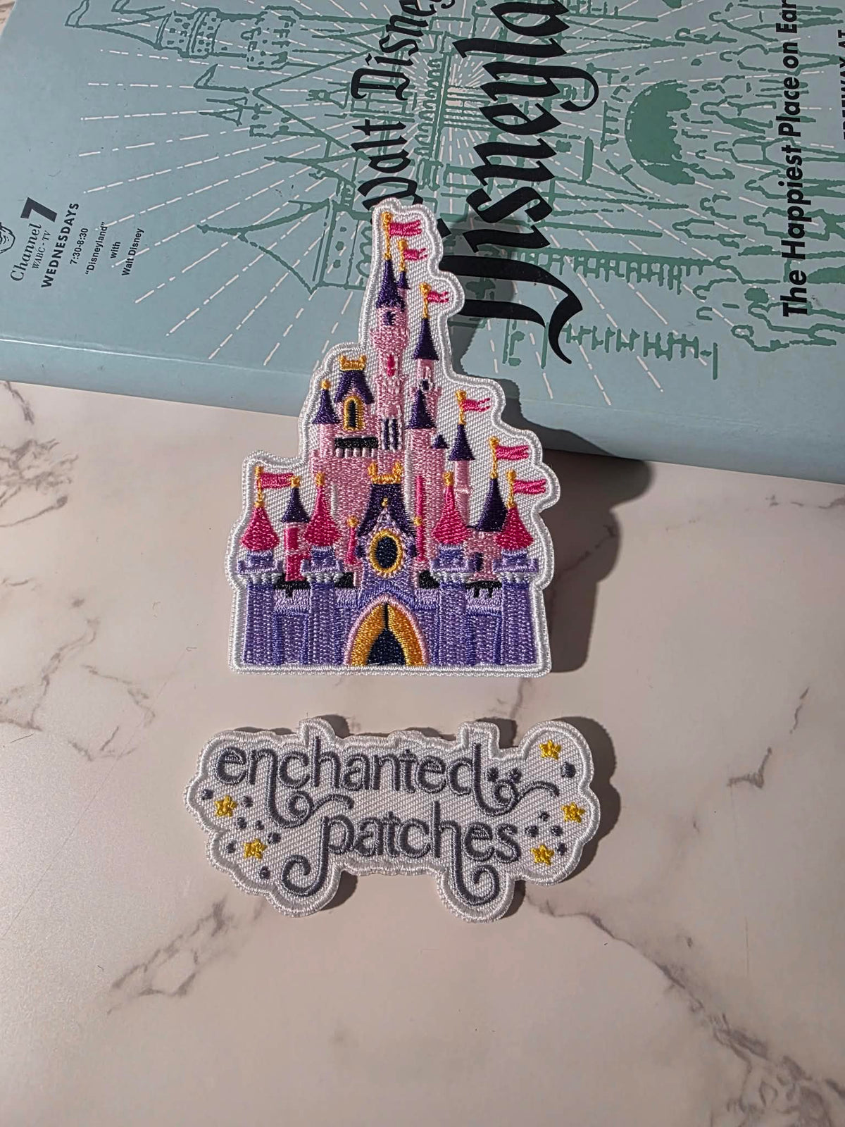 NEW DROP - 4" Pink Purple Pastel DLR Castle Embroidered Iron On Patch