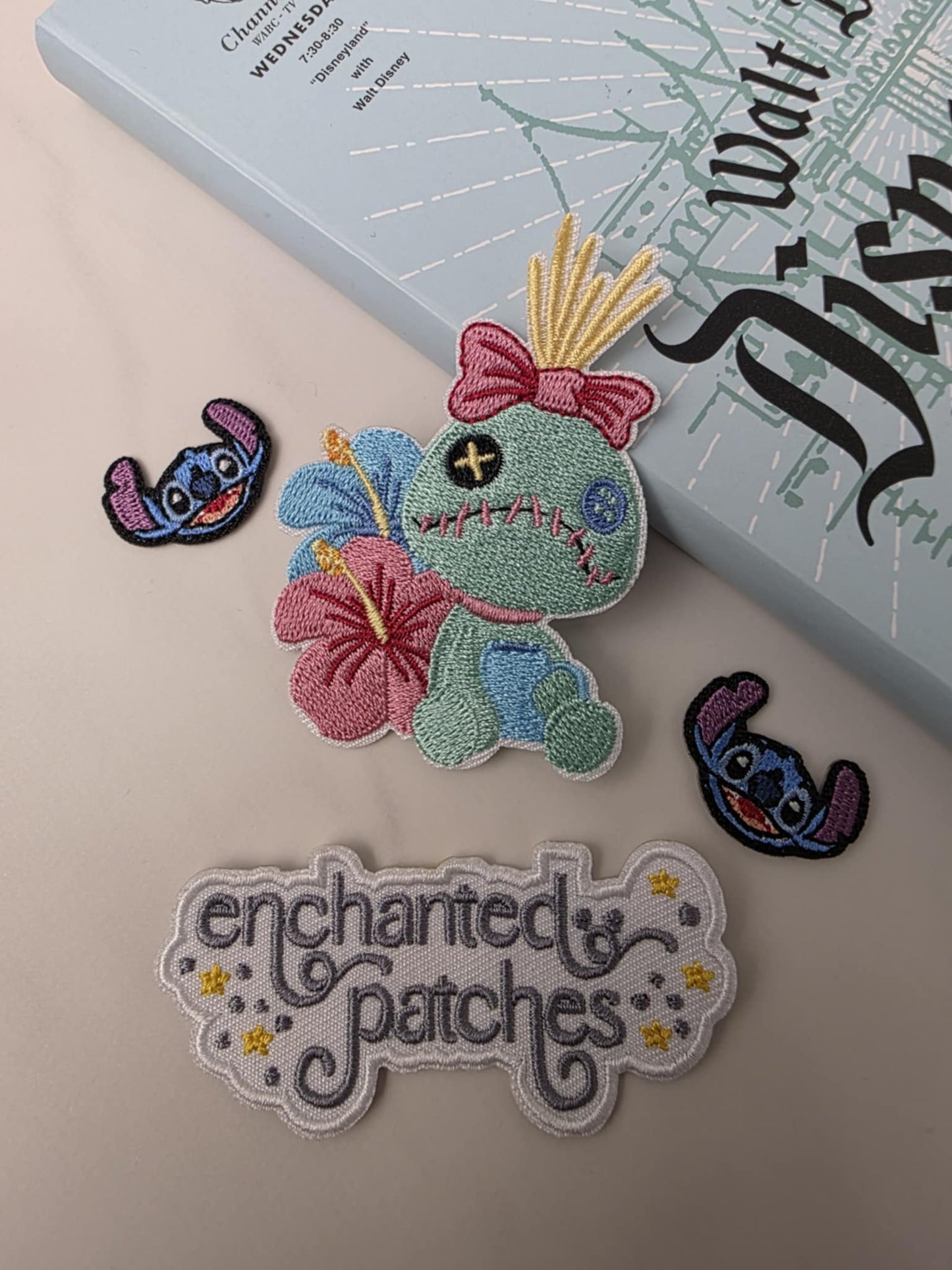 LAST NINE - 3pc - 3" Blue Alien Stuff Animal Hawaiian Flowers Embroidered Iron On Patch