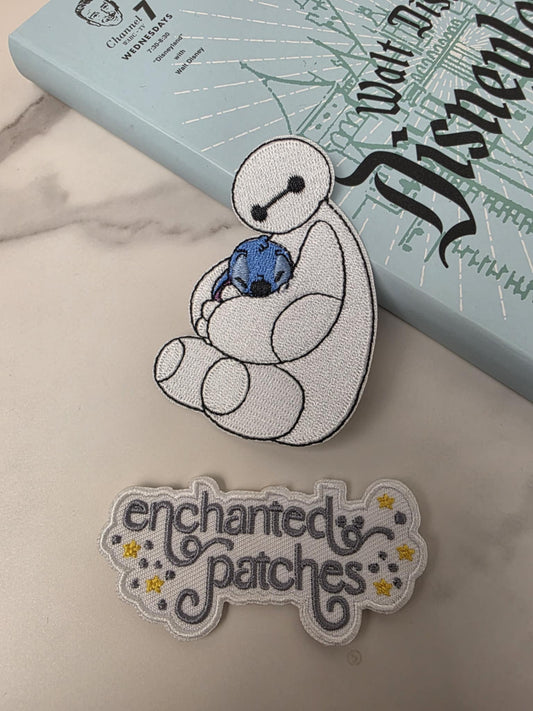 3" Baymax Health Care Provider Hugging Blue Alien Iron On Patch