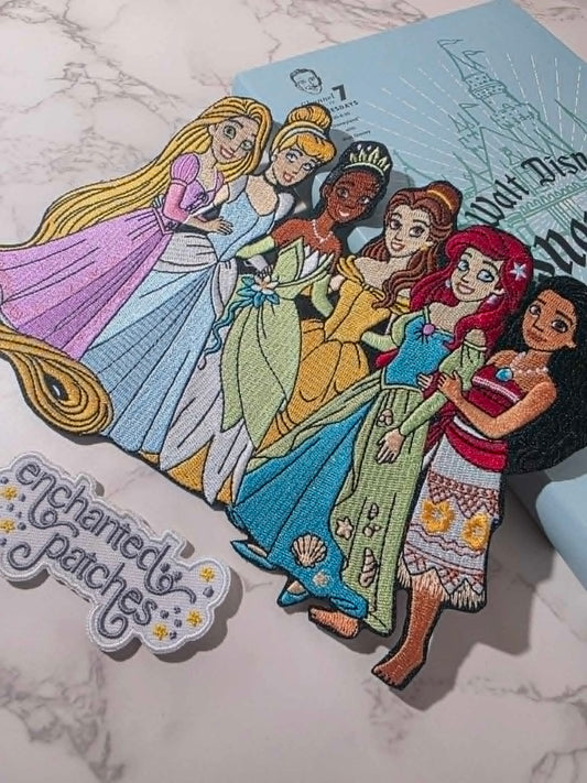 XL 8" Happiest Park Glass Slipper Island Mermaid Princess Embroidered Iron On Patch