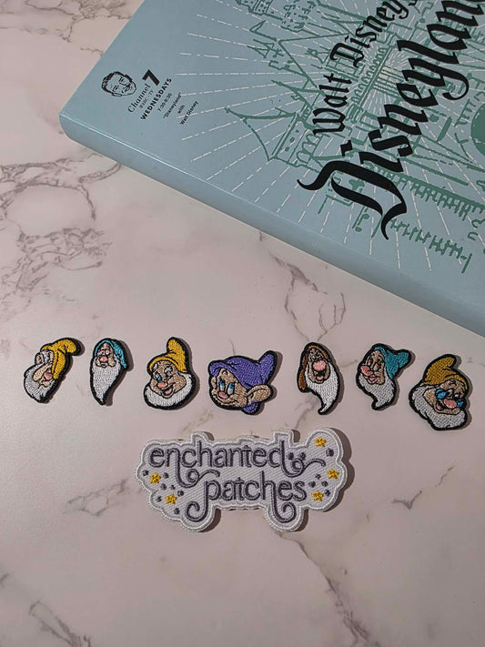 NEW DROP / 7pc set - 1" Mini Seven Dwarves Embroidered Iron On Patch