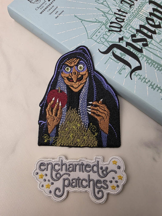3.5" Evil Old Lady Queen Holding Bad Apple Iron On Patch