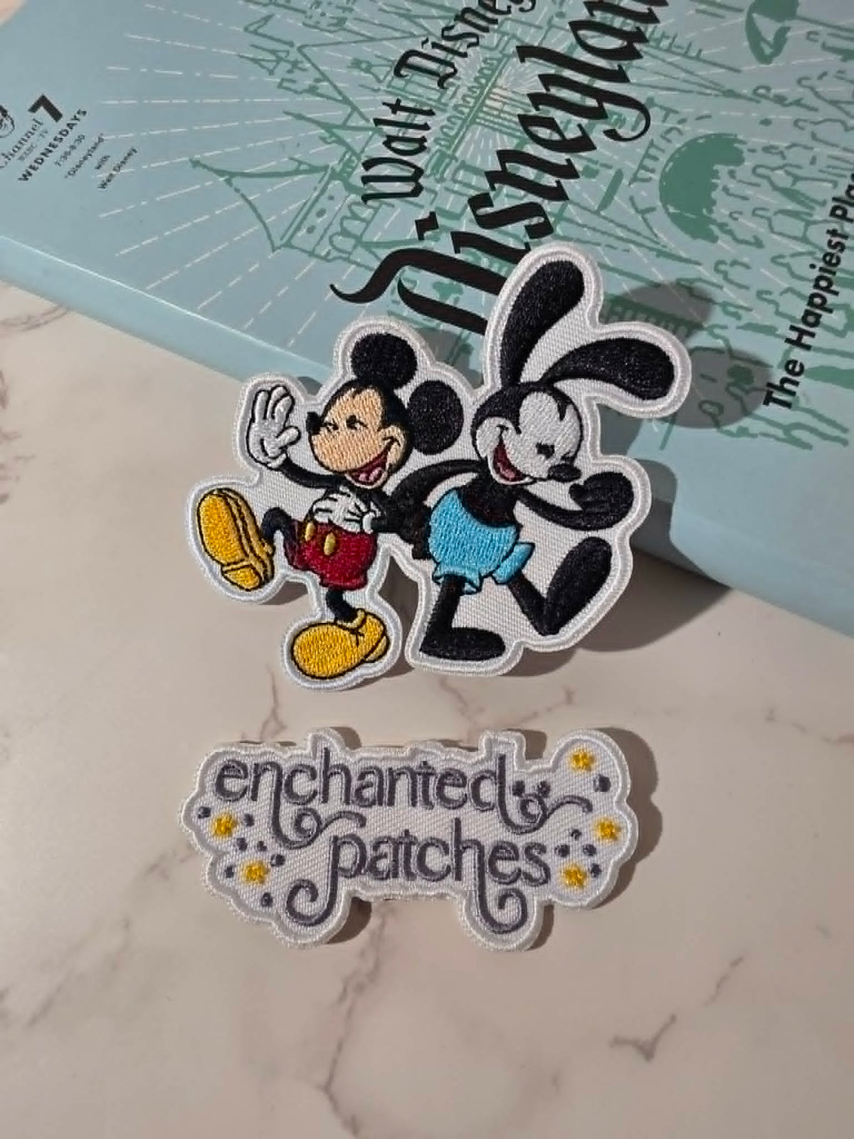 3.5" Happiest Park Lucky Rabbit Oswald with Mouse Bestie Embroidered Iron On Patch