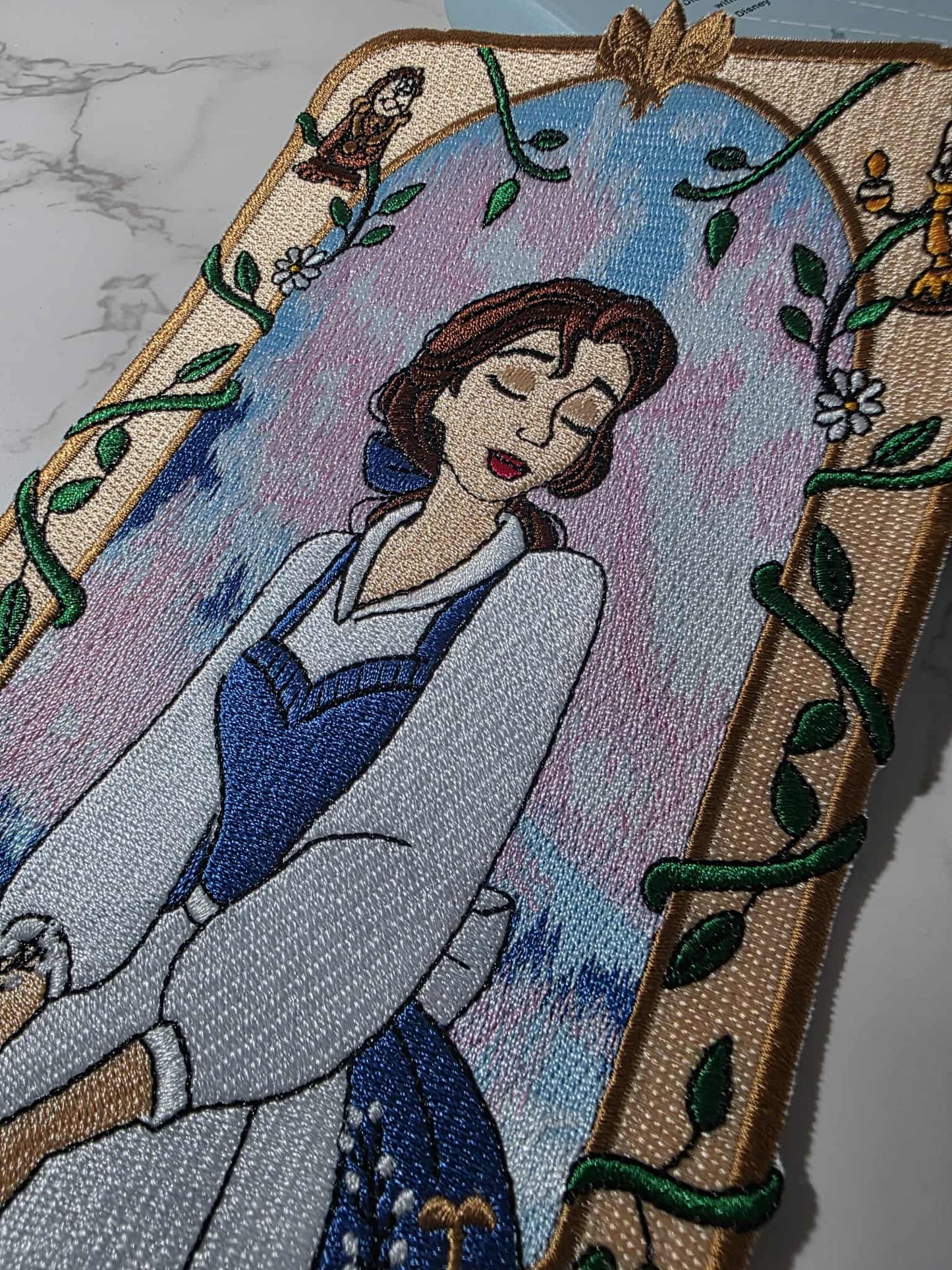 8" XL Reading Princess in Frame Embroidery Iron On Patch