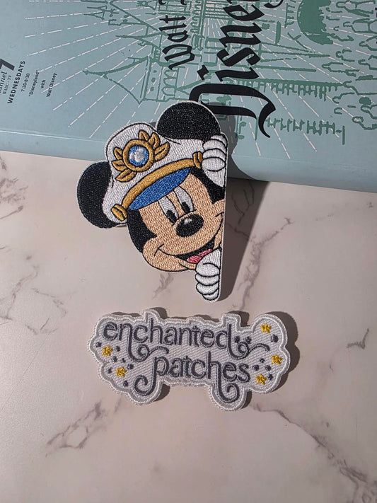 3" Mickey Mouse Sailor Disney Cruise Peekaboo Peeking Embroidered Iron On Patch