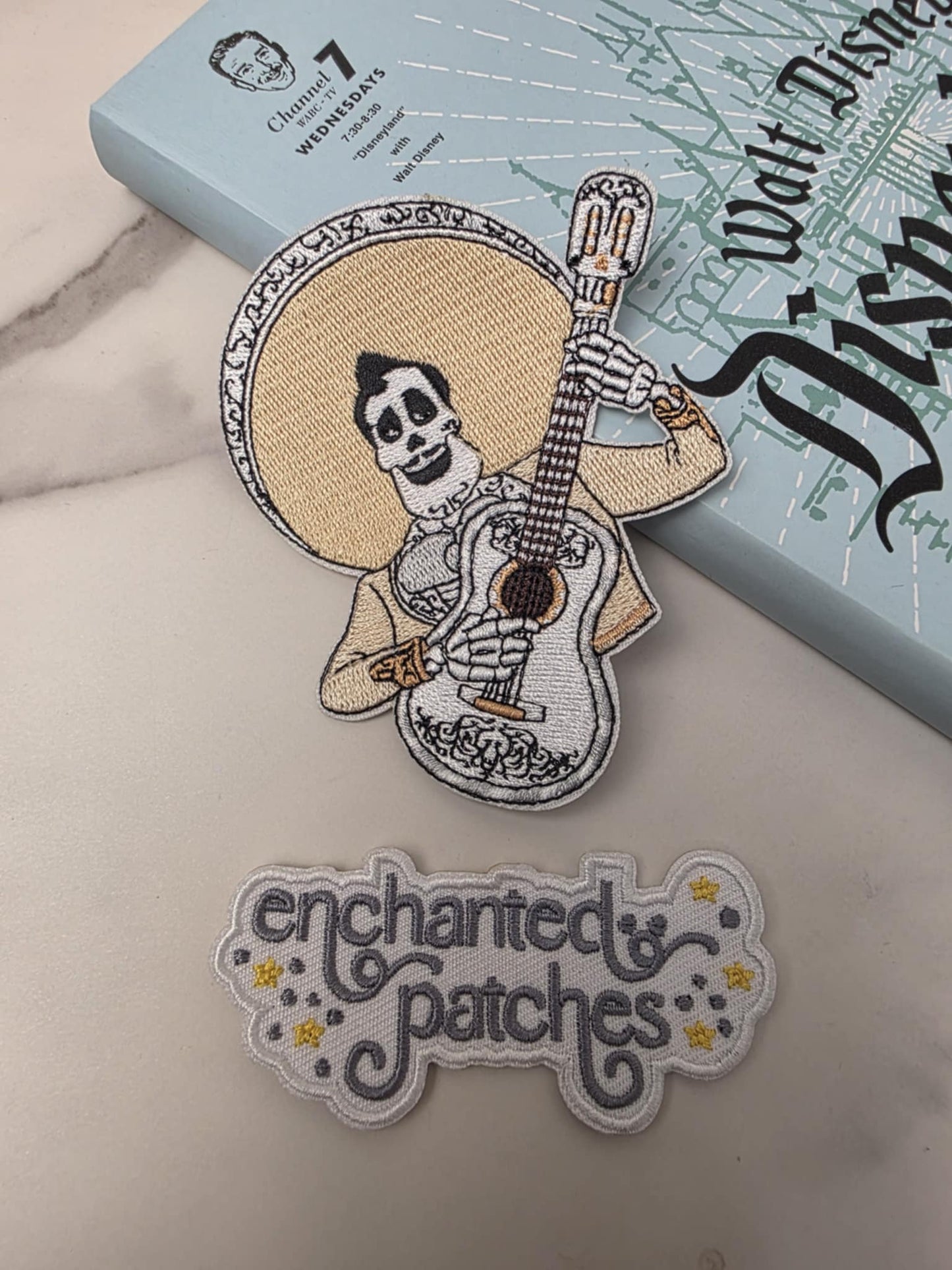 3.5" Day of the Dead Singing Villain with Guitar Iron On Patch