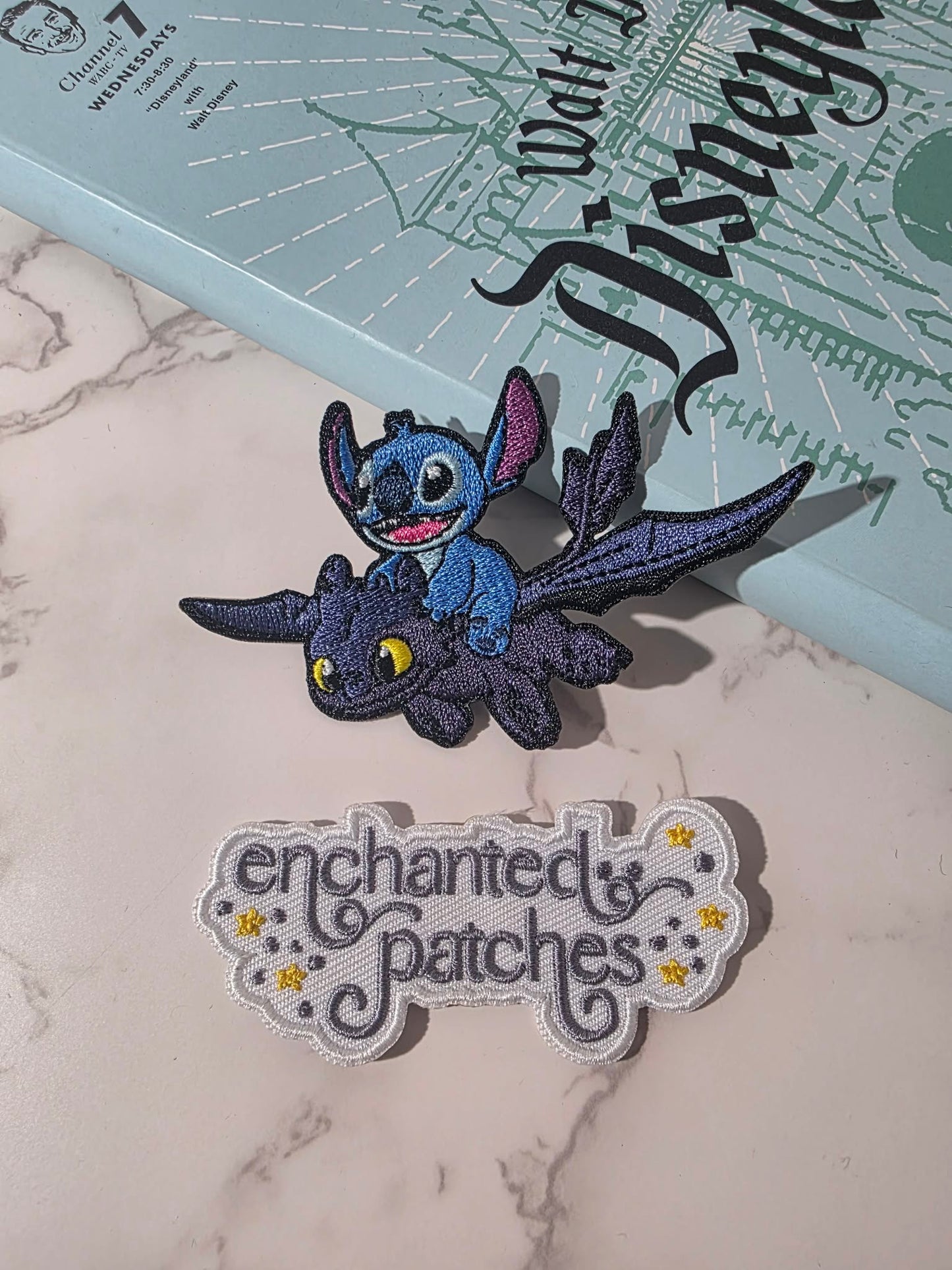 3" Blue Alien on Toothless Dragon Embroidered Iron On Patch