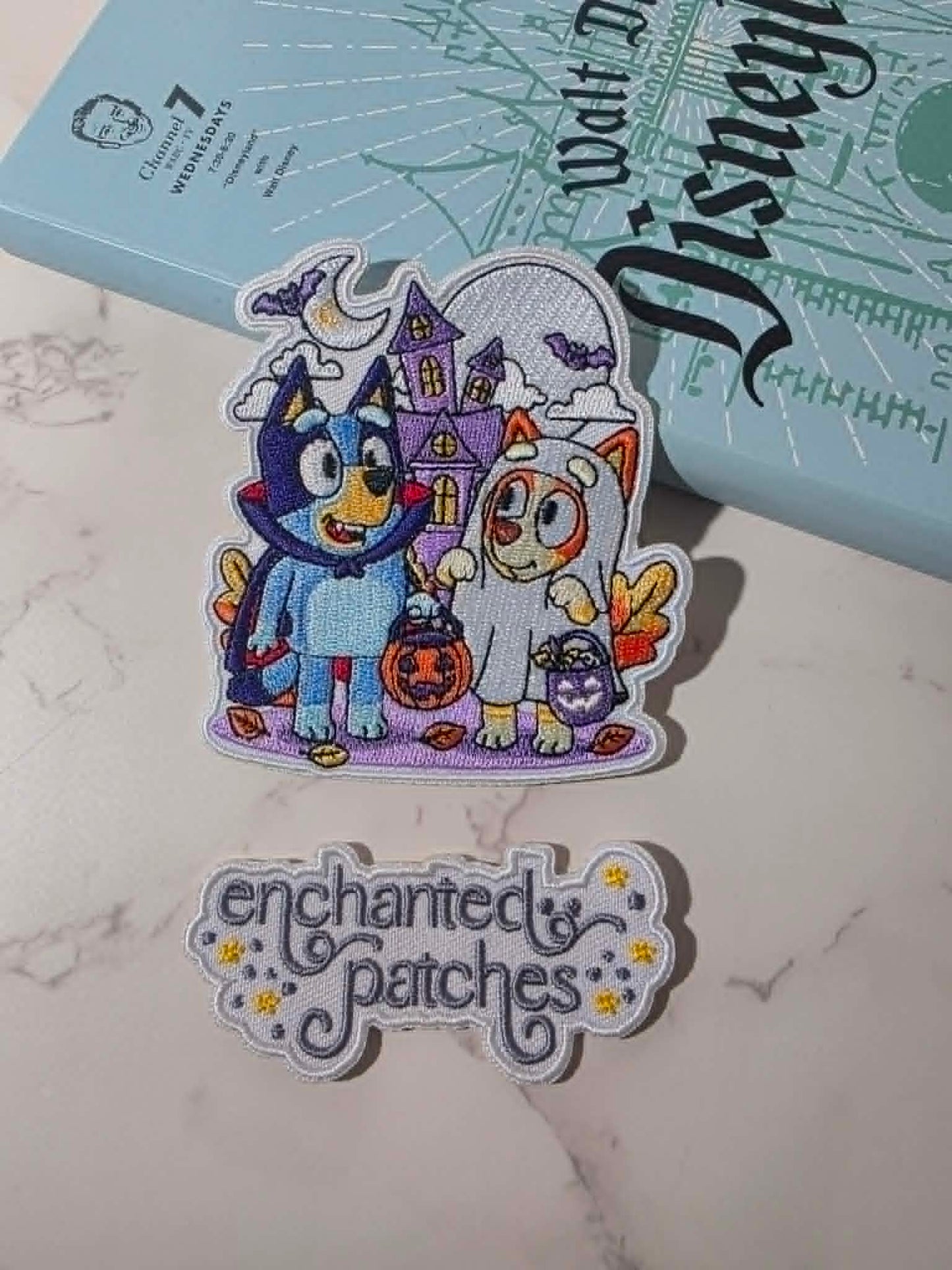 NEW DROP - 3.5" Bluey Heeler Vampire Halloween Ghost Embroidered Iron On Patch