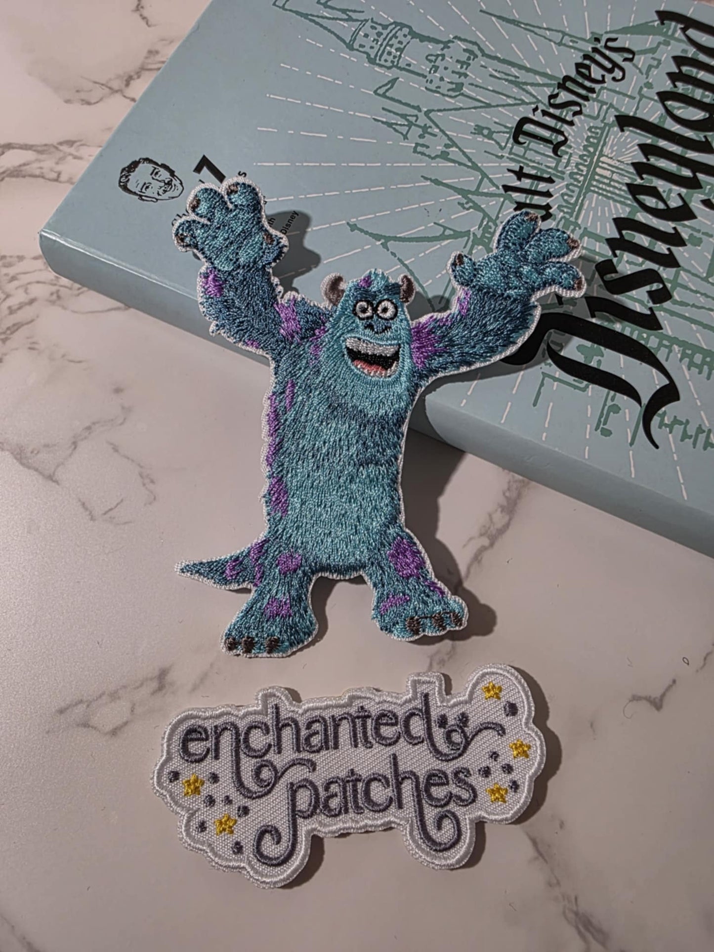4" Blue and Green Scary Monsters Arms Up Embroidered Iron On Patch
