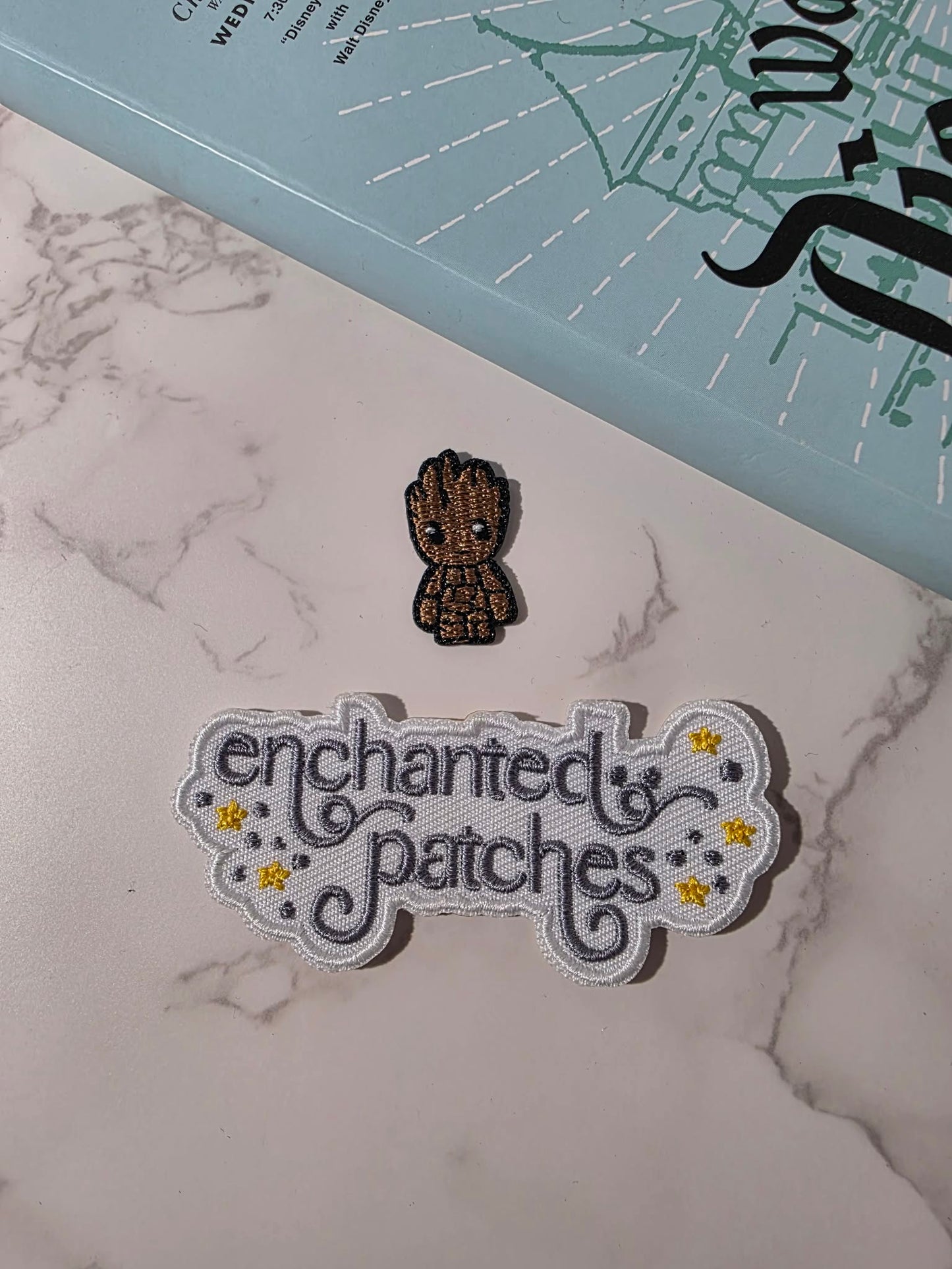1" Mini Brown Tree Groot Embroidered Iron On Patch