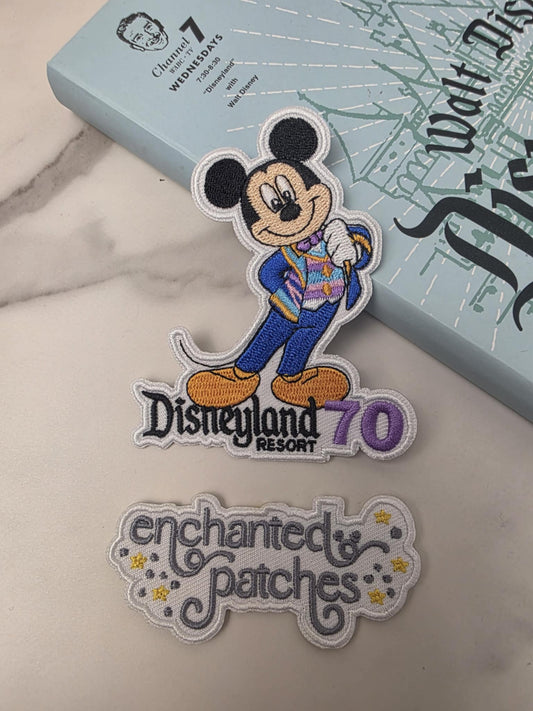 3.5" Happiest Park Mouse 70th Anniversary Logo Embroidered Iron On Patch