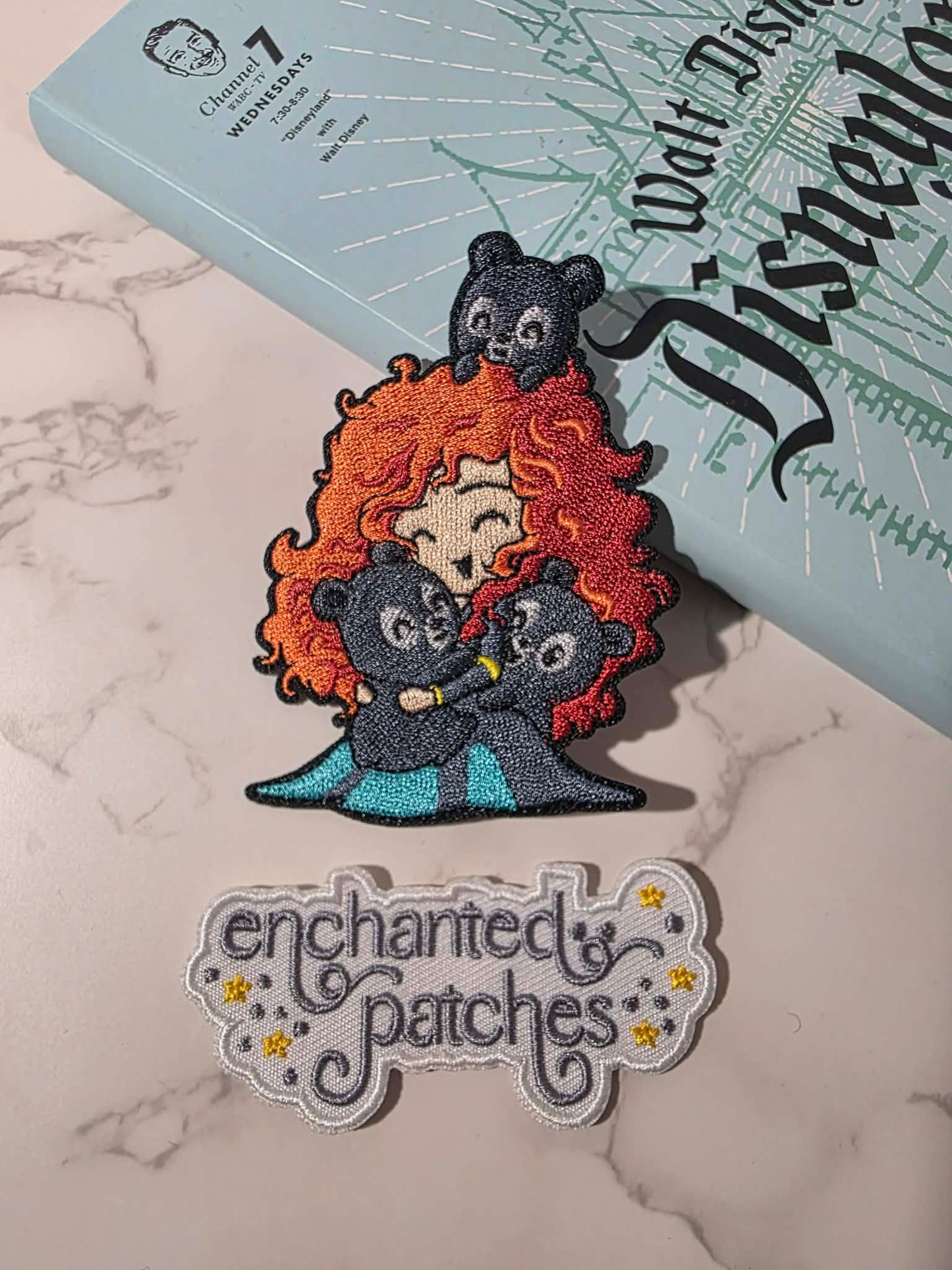 3.5" Kawaii Happiest Park Merida Princess and Bears Embroidered Iron On Patch