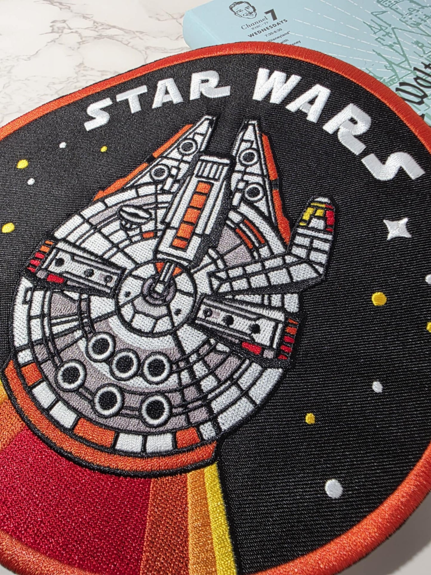 XL 10" SW Star Galaxy Retro Vintage Millennium Falcon Spaceship Embroidered Iron On Patch
