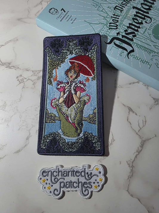 6" Stretching Room Tightrope Girl Haunted Mansion Halloween Iron On Patch