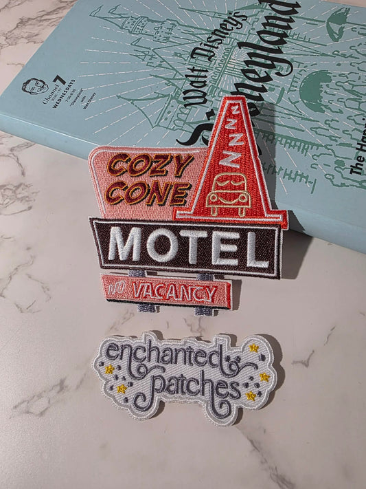 4 Happiest Cars Land Racing Cozy Cone Motel Embroidered Iron On Patch
