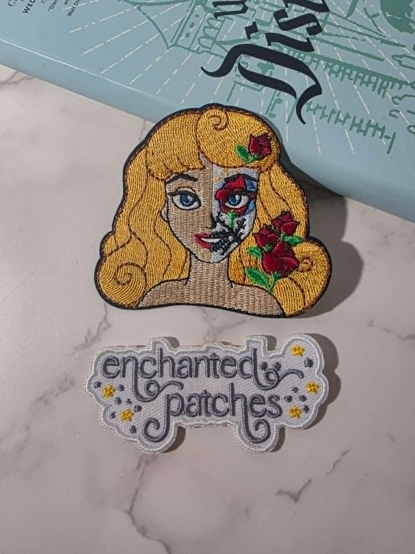 NEW DROP - 3" Half Face Sugar Skull Day of the Dead Aurora Sleeping Beauty Princess Embroidered Iron On Patch